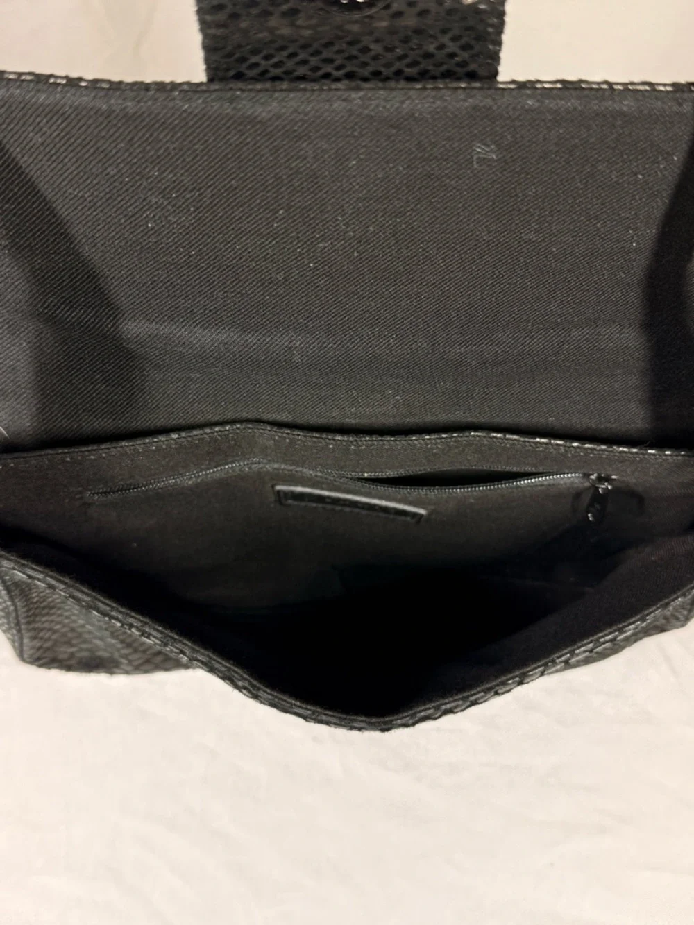 Studio Imports | Textured Black Shoulder Bag Flap Closure Snakeskin print